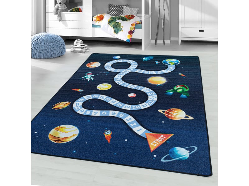 Planetes - tapis enfant lavable bleu 100 x 150 cm PLAY1001502910NAVY - Conforama B