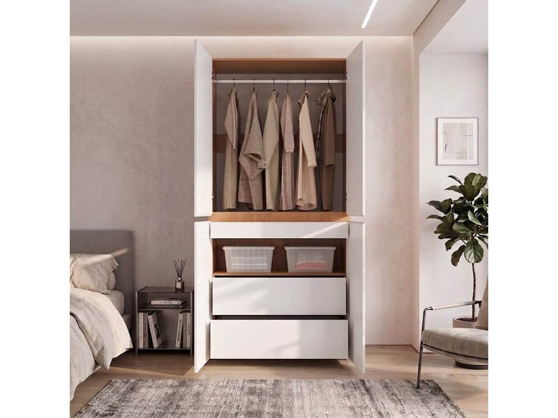  Vestiaire d'entrée avec éclairage led et tiroir à bijoux, mdf chêne, 200 cm  - Conforama C