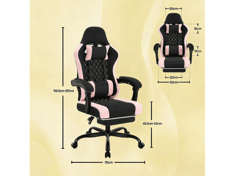 Chaise gaming ergonomique bicolore avec massage usb, repose-pieds et dossier inclinable 90° à 145°, pour le bureau - Conforama C