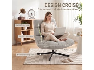 Fauteuil fixe pivotant    Tissu gris