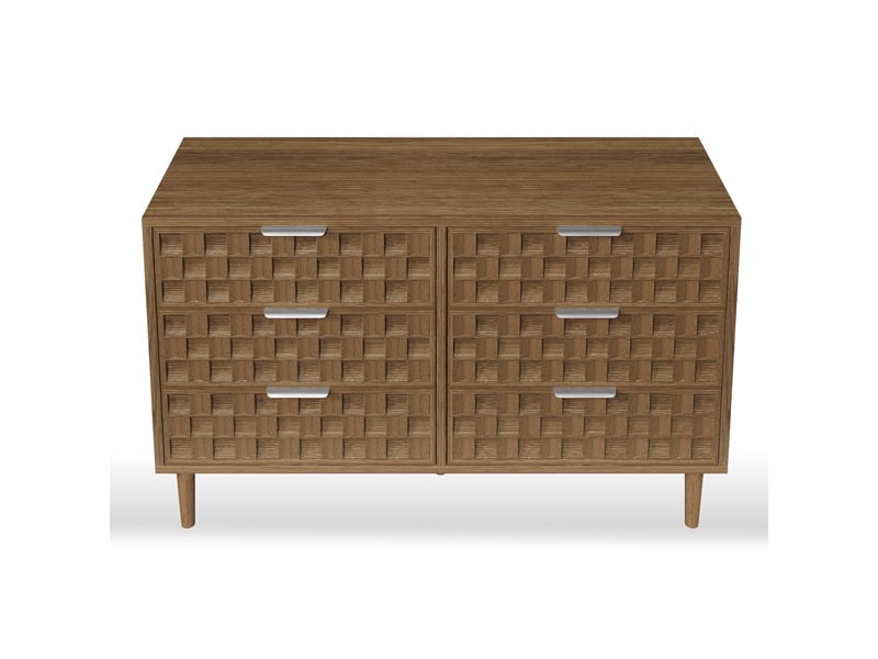  Commode 6 tiroirs buffet de rangement coloris chêne 120 x 37 x 77 cm  - Conforama A