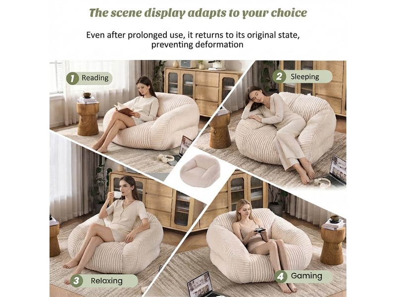  Pouf poire, 116x110x61 cm, beige cao-W5378P504672-conf-NEW - Conforama R
