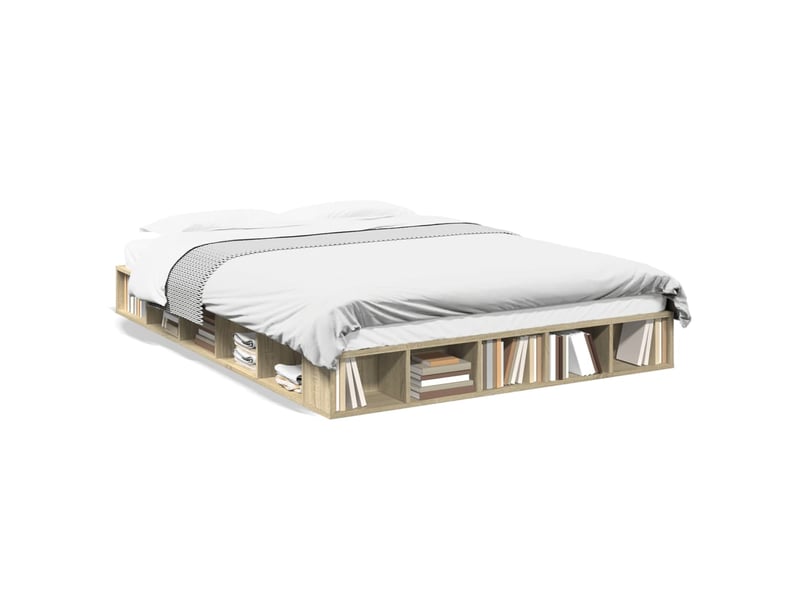  Lit double- lit adulte -  cadre de lit sans matelas chêne sonoma 140x200 cm  - Conforama A