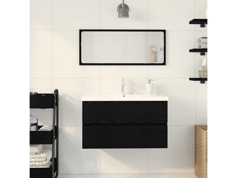  Meuble de lavabo de salle de bain, armoire de bain chêne noir 80 x 39 x 62 cm cf65540  - Conforama D