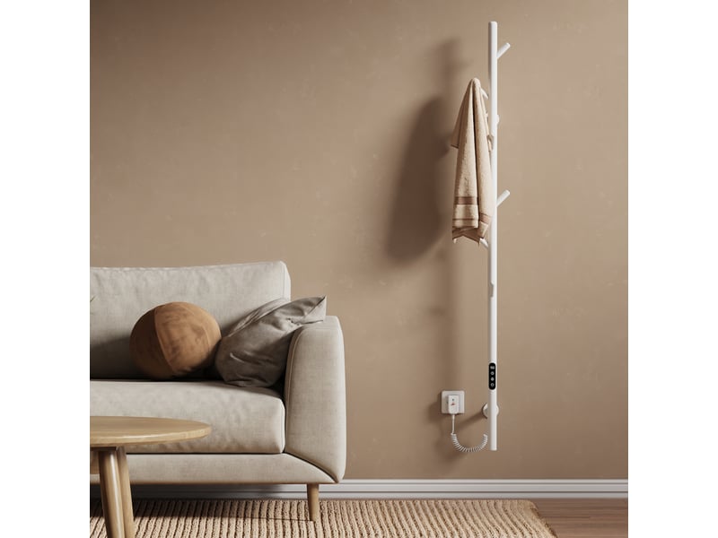  Emke sèche-serviettes électrique wifi pure, blanc brillant, 150 x 12,5 cm, température réglable, minuterie  - Conforama B