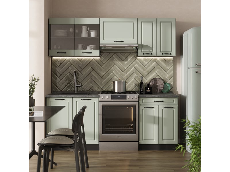 Vicco cuisine, mint campagneanthracite, 200cm sans plan de travail  - Conforama C