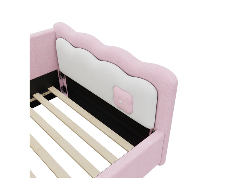  Lit de jour 90x200 canapé lit rose en velours avec éclairage led 300 kg  - Conforama R