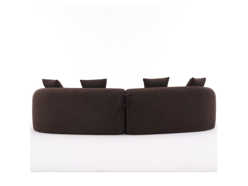  Canapé modulable incurvé 4 places en tissu marron foncé, design moderne pour le salon et les grands espaces  - Conforama D