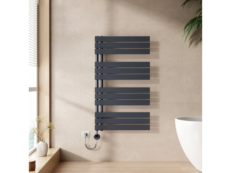  Emke radiateur sèche-serviettes électrique 1041x600 mm, gris anthracite 600w, wifi, modes intelligents, ipx4  - Conforama B