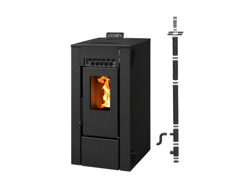  Pack poêle à granulés étanche gioia 9 kw + kit conduit vertical - noir  - Conforama A