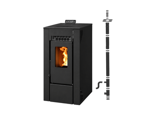 Pack poêle à granulés étanche gioia 9 kw + kit conduit vertical - noir