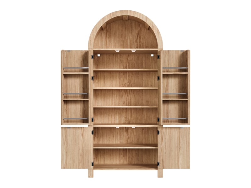 Buffet haut h180 cm aspect bois à sommet arrondi et rangements de porte IKSETERA TRADING LTD - Conforama R