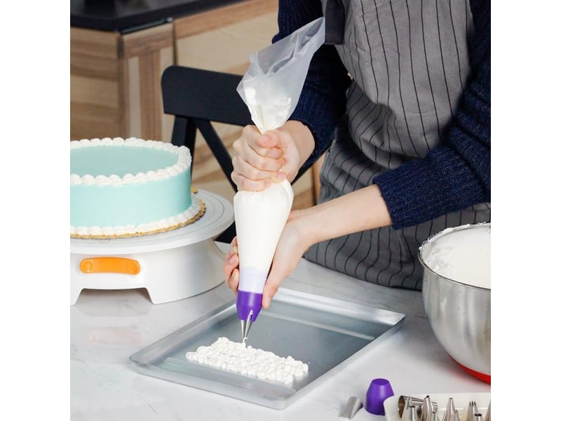  Poches à douille jetables, 100 pièces 31×21cm poches à douille jetables pour la décoration de pâtisseries, de gâteaux, de biscuits, pour la pâtisserie  - Conforama E