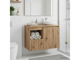 Armoire de salle de bain, meuble de rangement chêne artisanal 30x44.5x50 cm