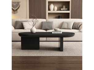 Table basse ovale coloris noir <strong>MODENUIT </strong> <strong></strong> - 49.8 cmx119.7 cm