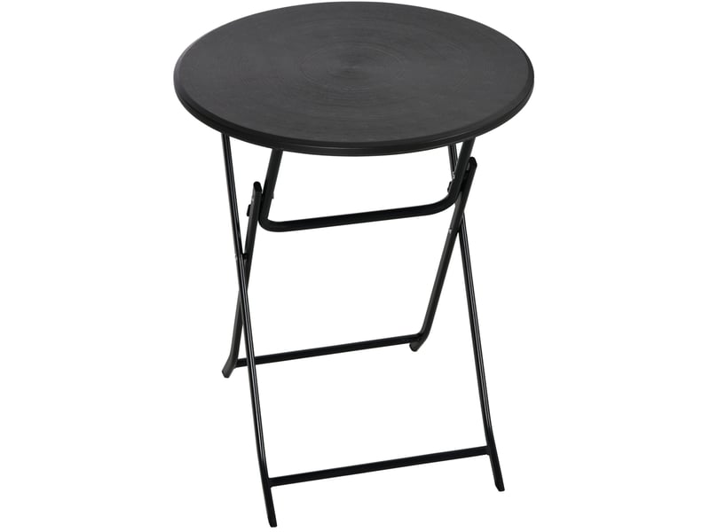  Table de jardin bistrot pliante ronde pour 4 personnes, plateau aspect bois et structure acier, gris foncé, ø60 × 73 cm  - Conforama A