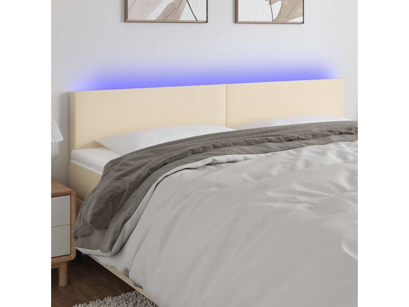  Tête de lit à led, décoration murale à led crème 160x5x7888 cm tissu pour lit adulte shl3600  - Conforama B