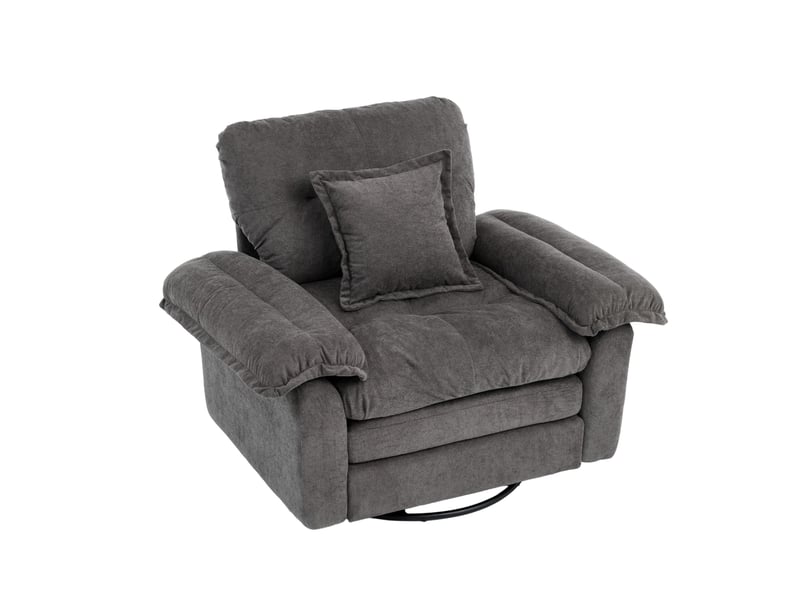  Fauteuil pivotant tcqpz en chenille 360° grand format avec coussin de soutien 116 x 84 x 96 cm gris  - Conforama A