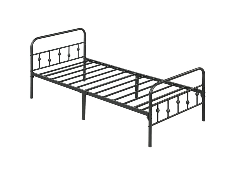  Lit simple 90x200 cm en métal noir avec rangement sous le lit  - Conforama A