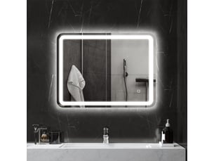 Miroir de salle de bain 60 x 80 cm, miroir led mural avec 3 couleurs lumière, dimmable, mémoire, anti-buée, argent