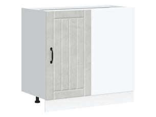 Meuble de rangement, meuble bas de cuisine gris béton bois ingénierie