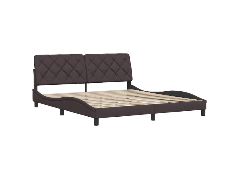 Lit adulte ; lit double ; cadre de lit marron foncé 180x200 cm tissu - Conforama E