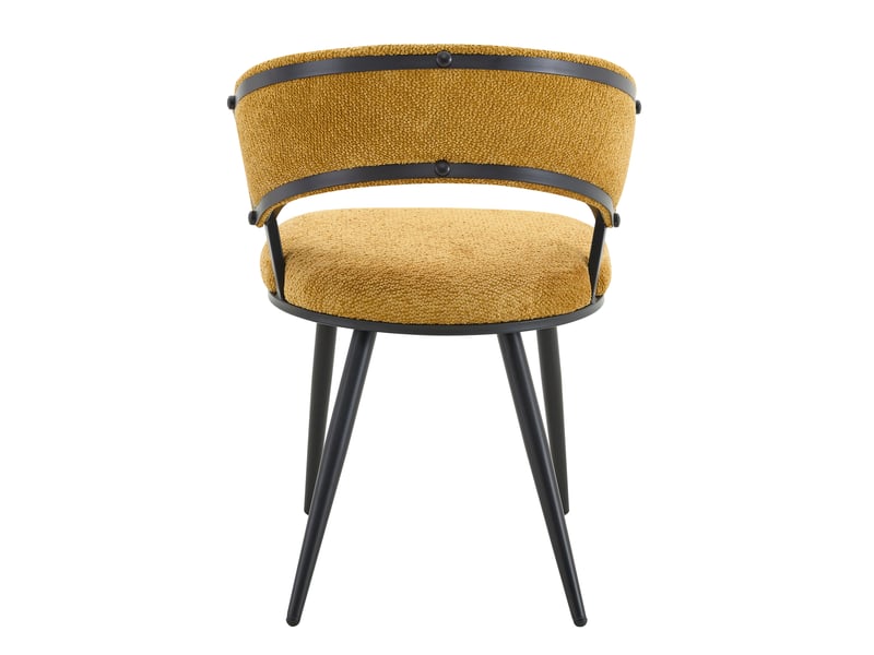 Chaises de salle à manger lot de 2 avec dossier enveloppant - piètement en métal, velours jaune - Conforama E