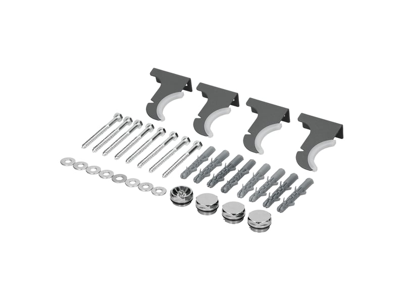 Luxebath support pour radiateur salle de bain anthracite modèles droits et courbés kit complet matériel de fixation accessoires de montage pour sèche-serviette suspendu avec manuel d'instructions  - Conforama A