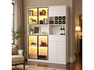 Vitrine coloris blanc 9 étagère(s) HOMVRA - 140 cmx200 cm