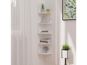 Étagère d'angle flottante, étagère murale blanc 19x19x123 cm bois d'ingénierie cf41384