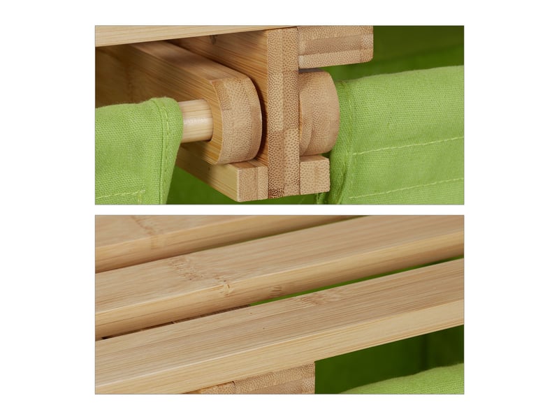  Meuble à linge en bambou pratique pour salle de bain avec 2 sacs amovibles 80 x 40 x 60 cm en bambou naturel 13_0013417  - Conforama E