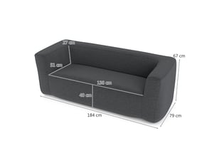 Costway fauteuil gonflable, canapé 2-3 places avec housse détachable, accoudoirs larges, assise spacieux (gris)