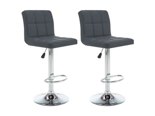 Lot de 2 tabouret de bar, chaise de bar gris similicuir shl24158