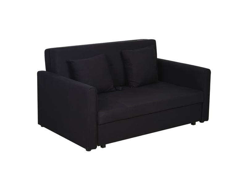 Canapé-lit 2 places convertible 2 en 1 avec 2 coussins et coffre de rangement intégré 152 x 101 x 81 cm gris foncé - Conforama B