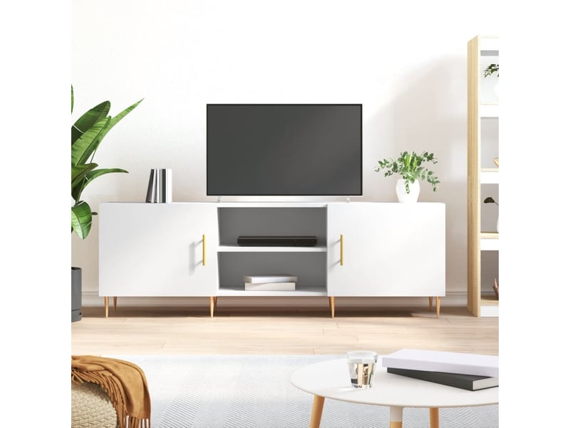  Meuble tv - banc tv - meuble de rangement blanc 150x30x50 cm bois d'ingénierie  - Conforama B