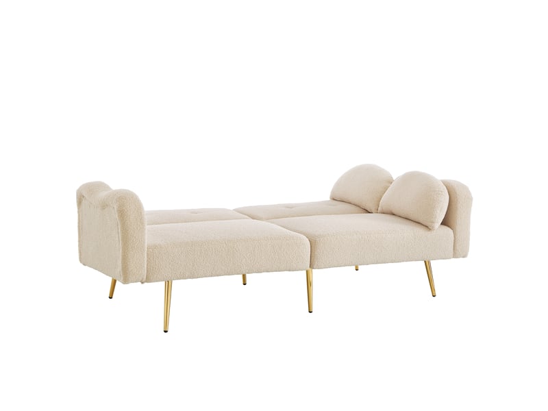  Canapé convertible 2 places, canapé design nuage moderne avec dossier réglable et pieds en métal doré, tissu bouclette, 155x85cm  - Conforama C