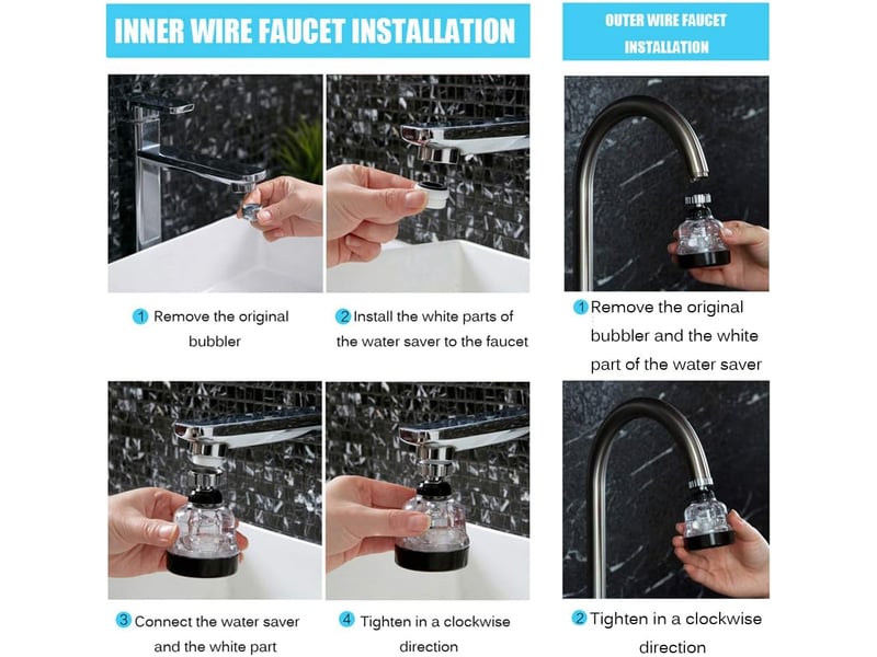  Aérateur rotatif kaxich, tête filtrante à bulles économiseur d'eau. Pour cuisine, salle de bain et douche. Économique et pratique.  - Conforama E