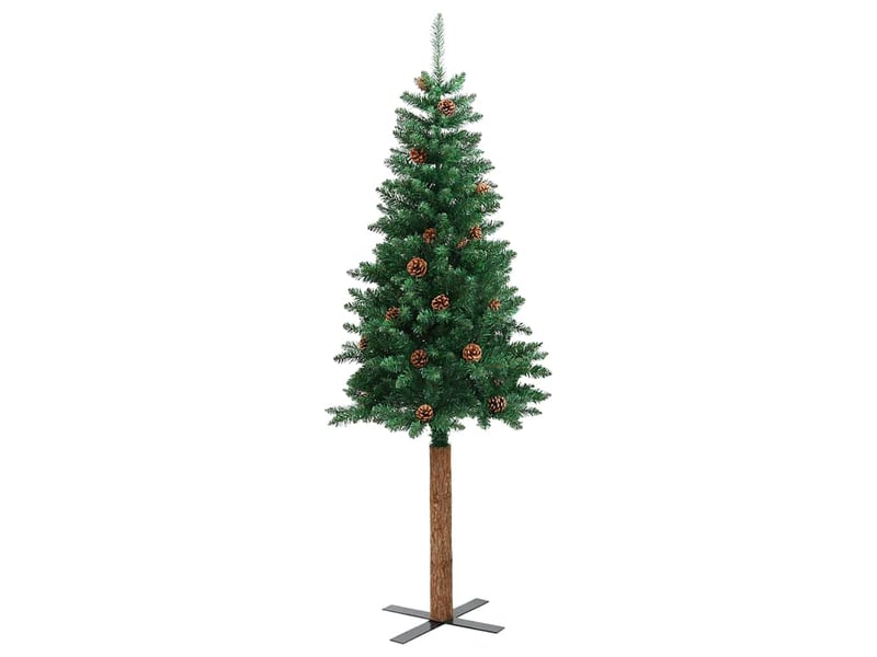 Sapin de noël, arbre de noël mince vert 180 cm pvc et bois de pin massif shl7237 - Conforama E