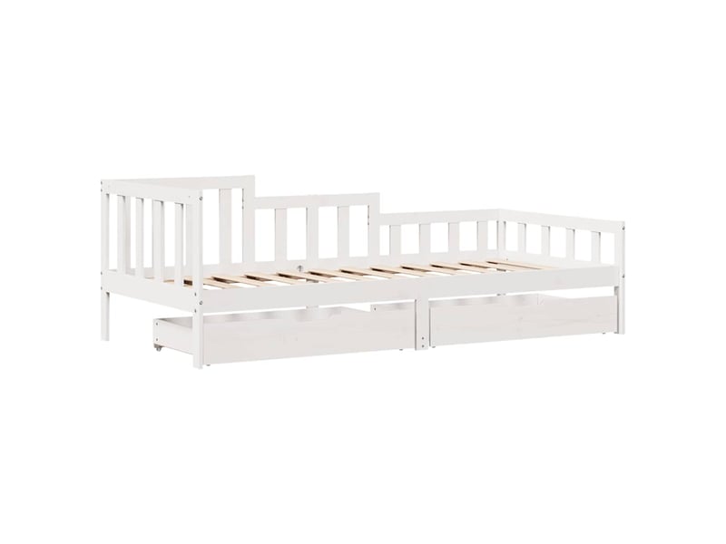  Lit simple- lit adulte -  lit de jour et tiroirs sans matelas blanc 80x200 cm bois massif  - Conforama B