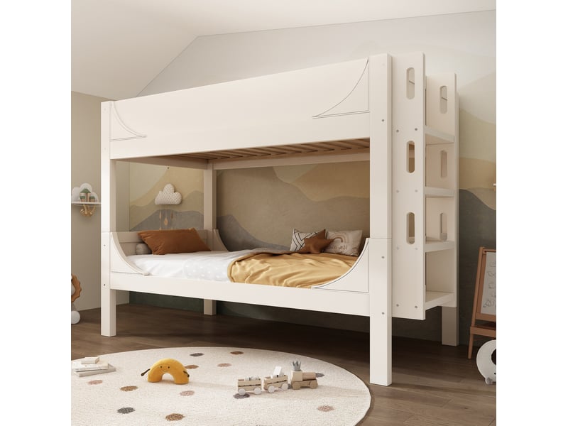  Lit superposé enfant séparable 90 x 200 cm blanc avec échelle modulable  - Conforama C