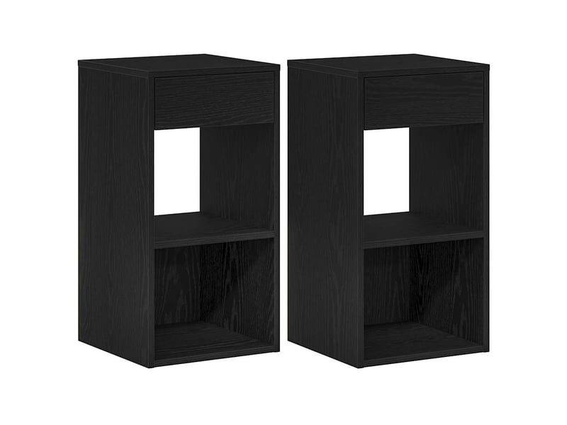  Lot de 2 tables de chevet - cabinet de chevet - table de nuit avec tiroir chêne noir 35x34x66,5 cm  - Conforama A