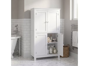 Meuble salle de bain 4 portes 2 étagères 60 x 30 x 110 cm blanc