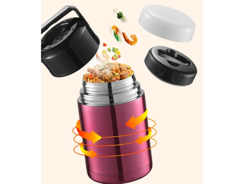  Récipient isotherme 800 ml – boîte alimentaire isotherme, rose et rouge  - Conforama E