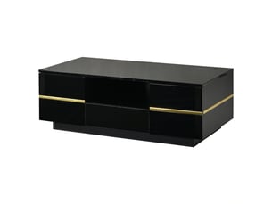Table basse rectangulaire coloris noir ROLIPO  - 50 cmx100 cm