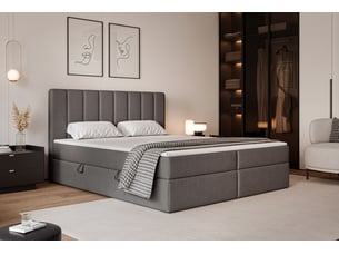 Lit coffre 160x200 cm <strong>IDOHOME</strong>  <strong>LEO</strong> coloris gris