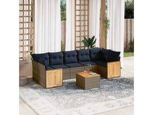 Vidaxl ensemble de canapé de jardin 8 pcs avec coussins gris résine tressée
