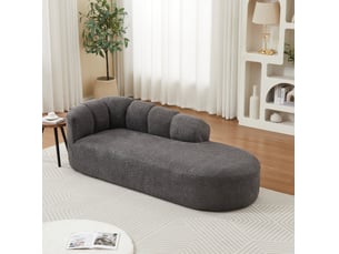 Méridienne 2 places avec dossier ondulé et assise rembourrée, pour salon ou chambre, en chenille gris anthracite