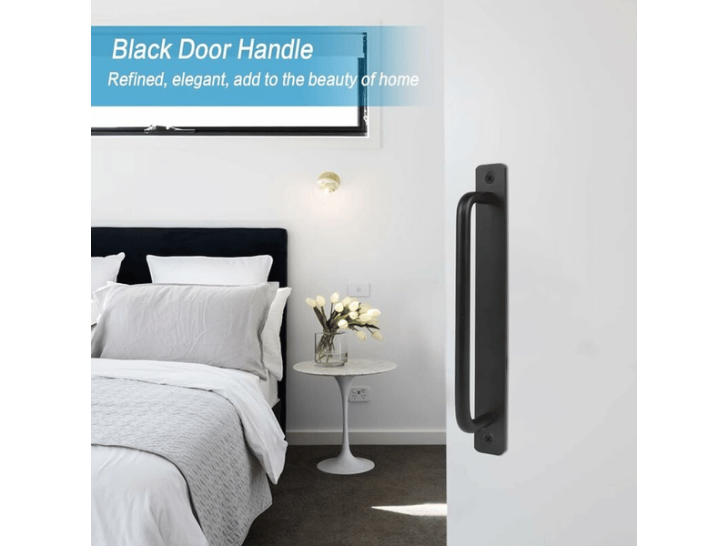 Poignée de porte coulissante en alliage d'aluminium noire, résistante, avec 4 vis, 211 mm, couleur noire - Conforama B