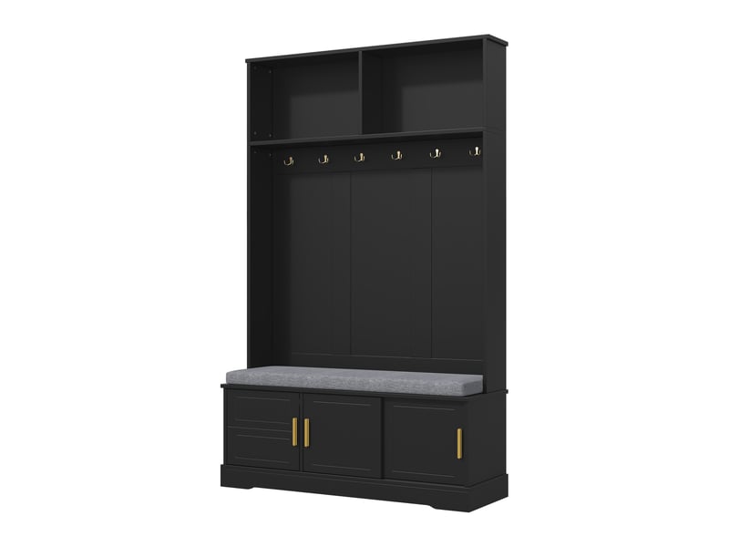  Portemanteau avec banc et rangement 120 x 191 cm en panneau de particules noir  - Conforama W