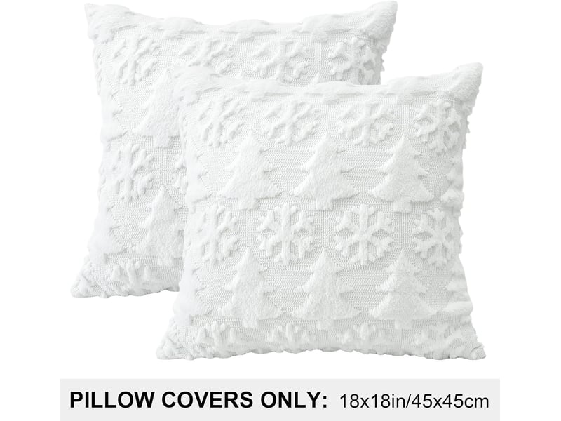 Lot de 2 housses de coussin 45x45cm, coton-polyester – fermeture éclair, pour canapé, lit et chaise-blanc - Conforama A